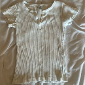 Brandy Melville White V neck Top